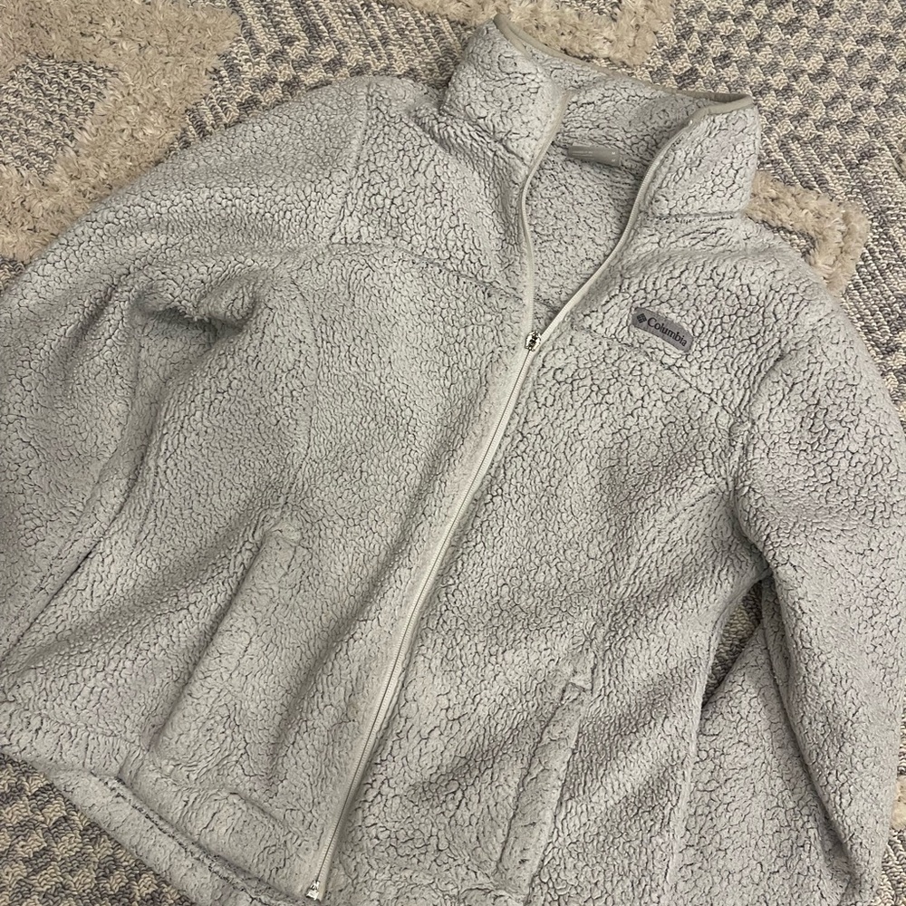 Columbia Women's Gray Fleece Sherpa Zip-up Jacket Size Medium